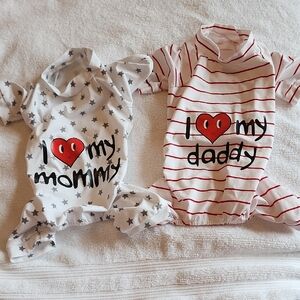 White and Red Dog Clothing with Heart Design